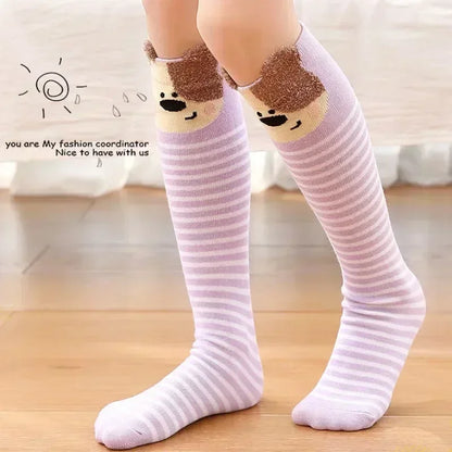 3-12Y Sweet Baby Kids Cotton Warmer Knee High Long Kawaii Socks Cartoon Animal Lovely Princess Girls Children Todder Stockings