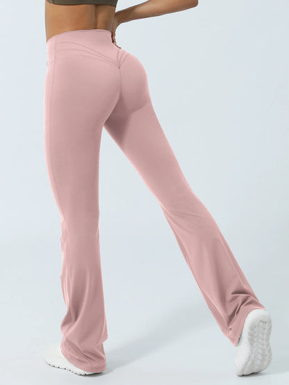 V-Cross Fitness Flare Pants Lifting Buttocks Cross Waist Yoga Sport Leggings Gym Outdoor Acticewear Workout Wide-Leg Pants