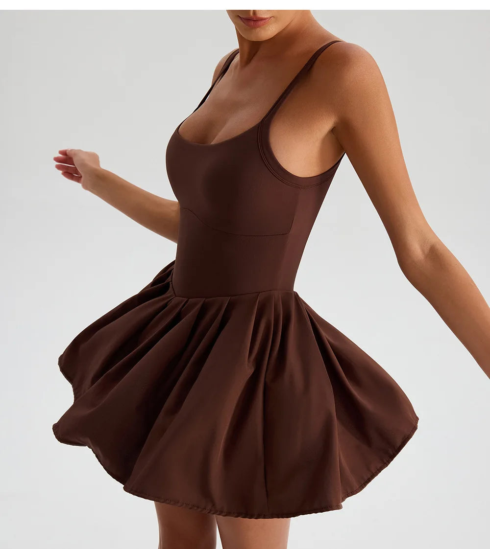 Women's Tennis Dress - Summer Sleeveless Breathable Workout Dress With Pockets