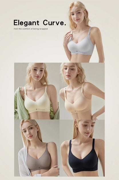 Seamless Push-Up Bra - Wireless Comfortable Jelly Bra with Adjustable Straps