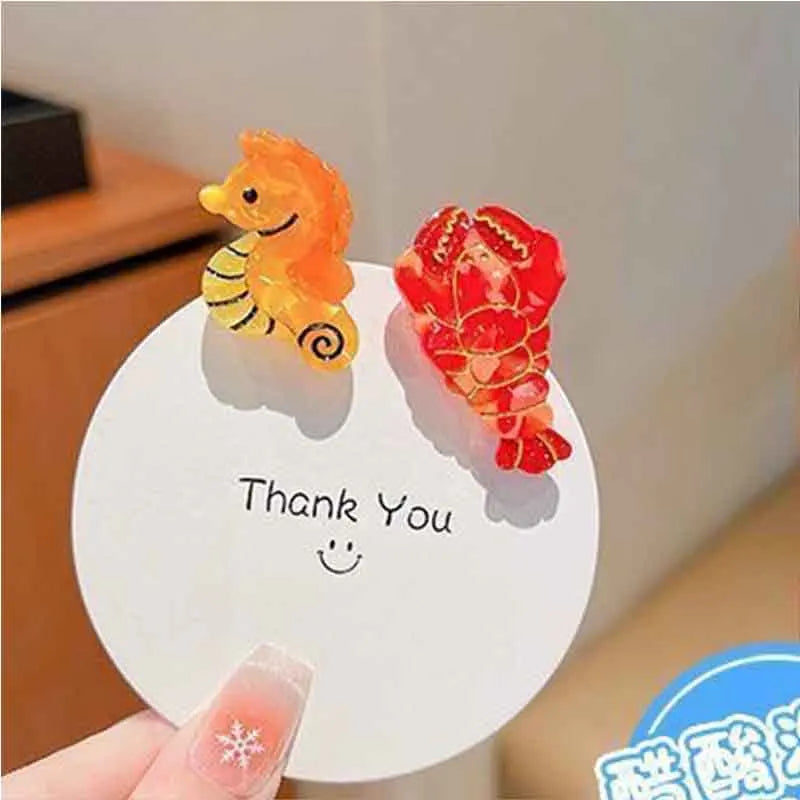 8/6/4Pcs Acetate Ocean Animal Hair Clips Summer Beach Non-Slip Hair Claws Crab Starfish Whale Hair Accessories for Women Girl