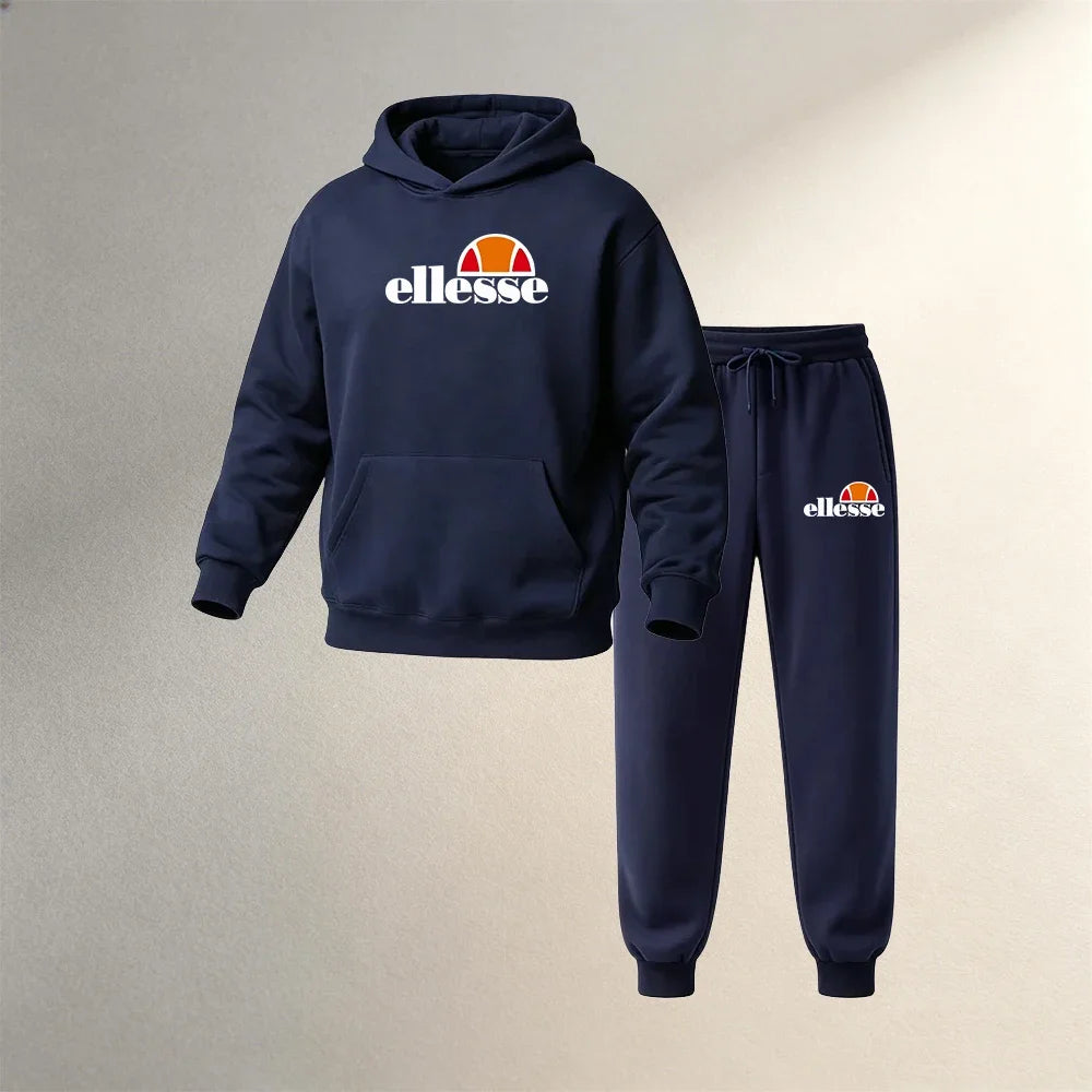 Men's Clothing Hoodies Sets 2 Pcs Autumn Winter Sport Casual Pullover Sweatshirts Tracksuit Fashion Warm Hoodie + Jogging Pants