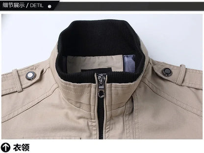 2023 new Pilot Bomber Jacket Coats Mens Cotton Cargo Jackets With Zipper Pockets Retro Casual Work Jacket Male Clothing Outwear
