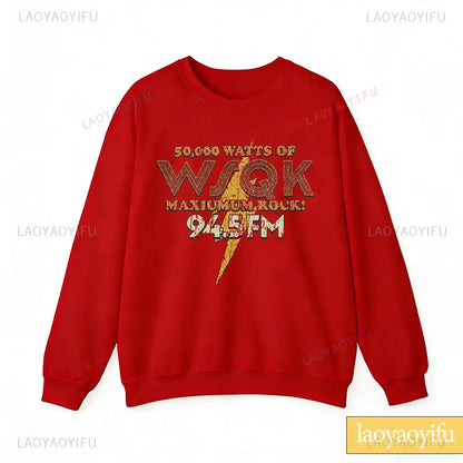 WSQK The Squawk 94.5 FM Radio Sweatshirt Wsqk Unisex Sweatshirts Vintage Sci-fi Crewneck 80s Nostalgic Sweater Retro Shirt Gift