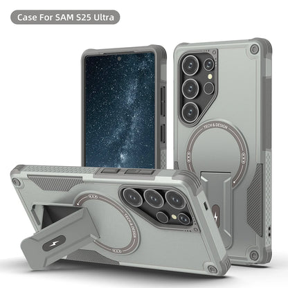 Fold Stand Holder Magnetic Armor Case For Samsung S26 S25 Ultra S24 Plus A26 A16 A56 Wireless Charging Bracket Shockproof Cover