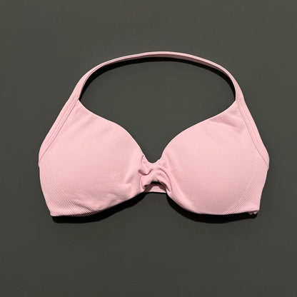 Impact Sports Bra - High Support Strappy Halter Bra With Removable Pads