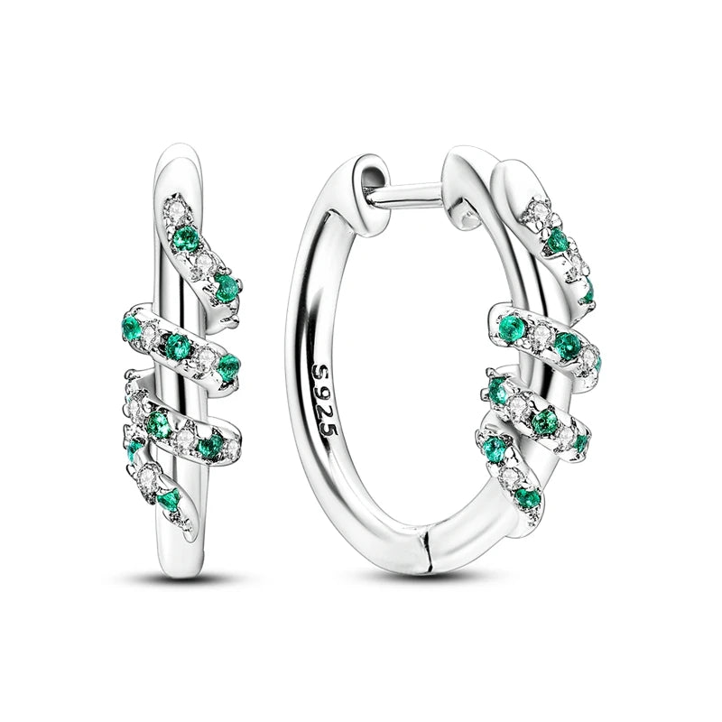 Sterling Silver Hoop Earrings – Zirconium Star Drop Style For Women’s Anniversary Jewelry Gift