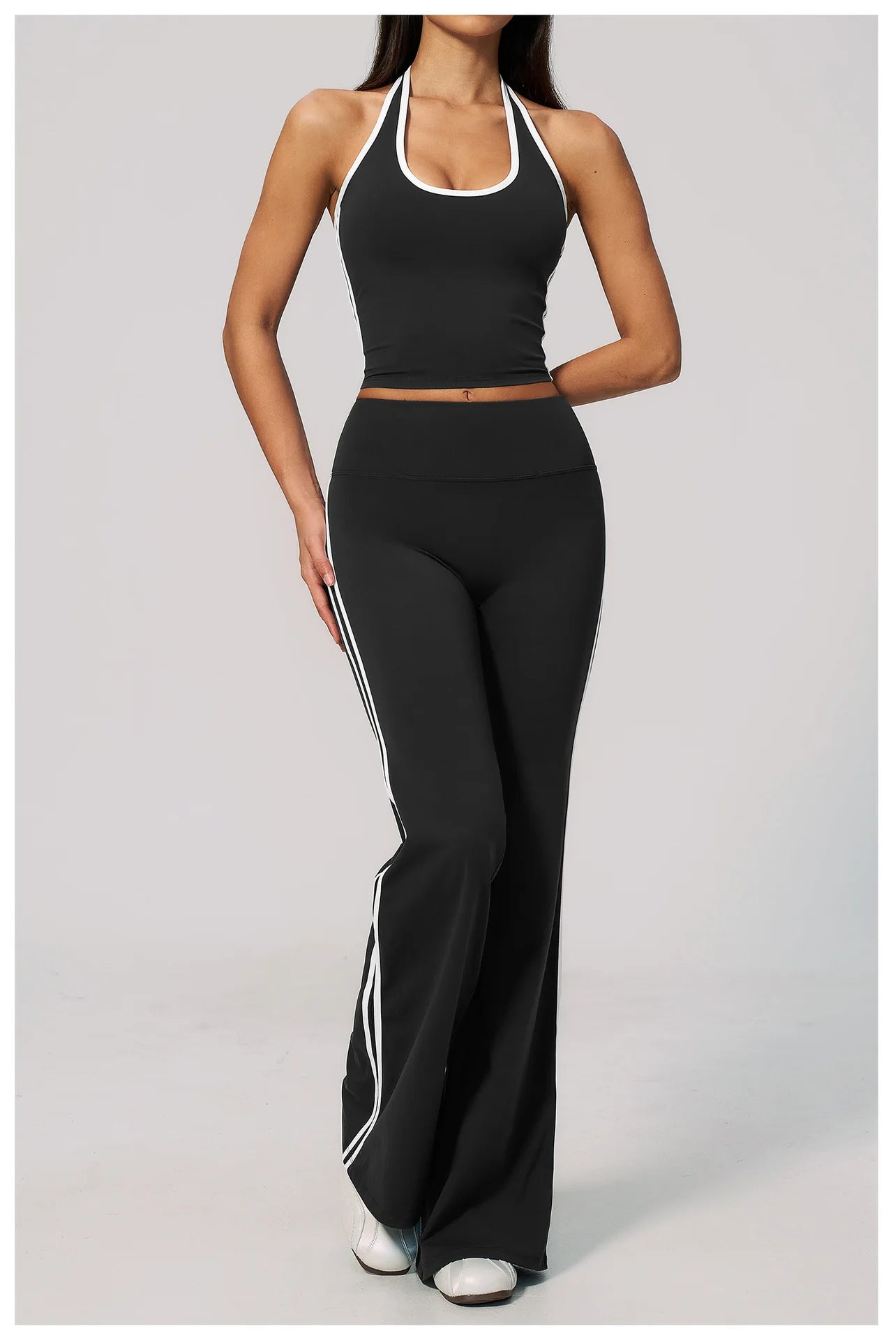 2 Pieces Workout Suit Women Yoga Outfits Athletic Wear Shockproof Halter Sports Bra High Waist Butt Lift Yoga Pants Fitness Suit