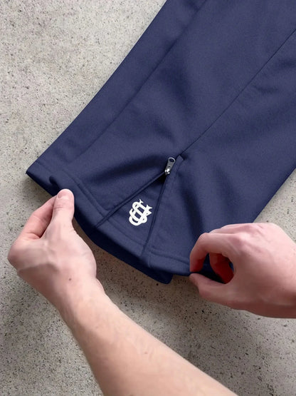 Autumn Men's Casual Sports Zipper Embroidered Straight Leg Drawstring Pants