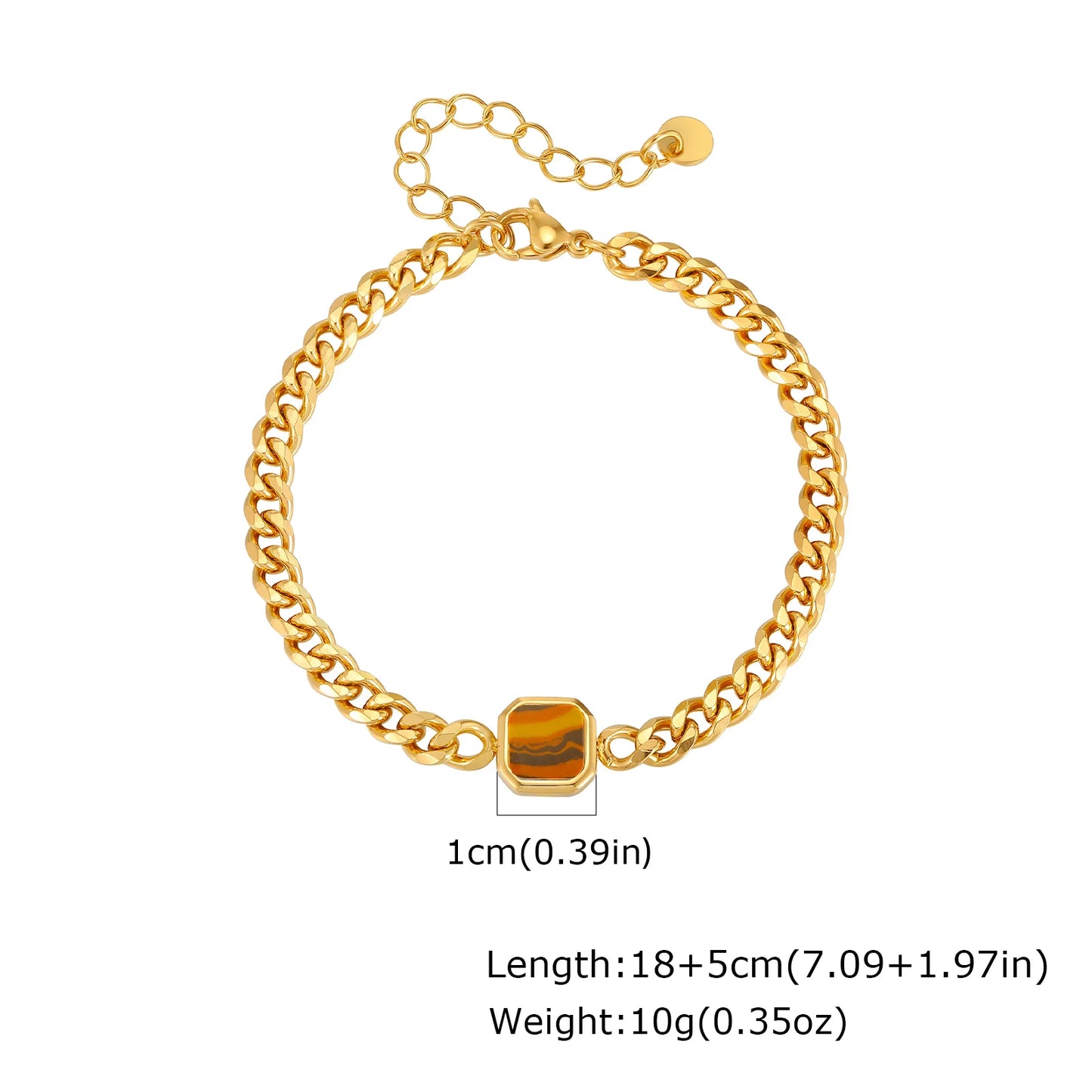 Vnox 5/7mm Width Adjustable Chain Bracelet for Men, Stainless Steel Acrylic Six-Sided Polished Jewelry Gift for Husband Son‌ Him