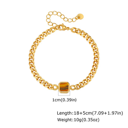Vnox 5/7mm Width Adjustable Chain Bracelet for Men, Stainless Steel Acrylic Six-Sided Polished Jewelry Gift for Husband Son‌ Him