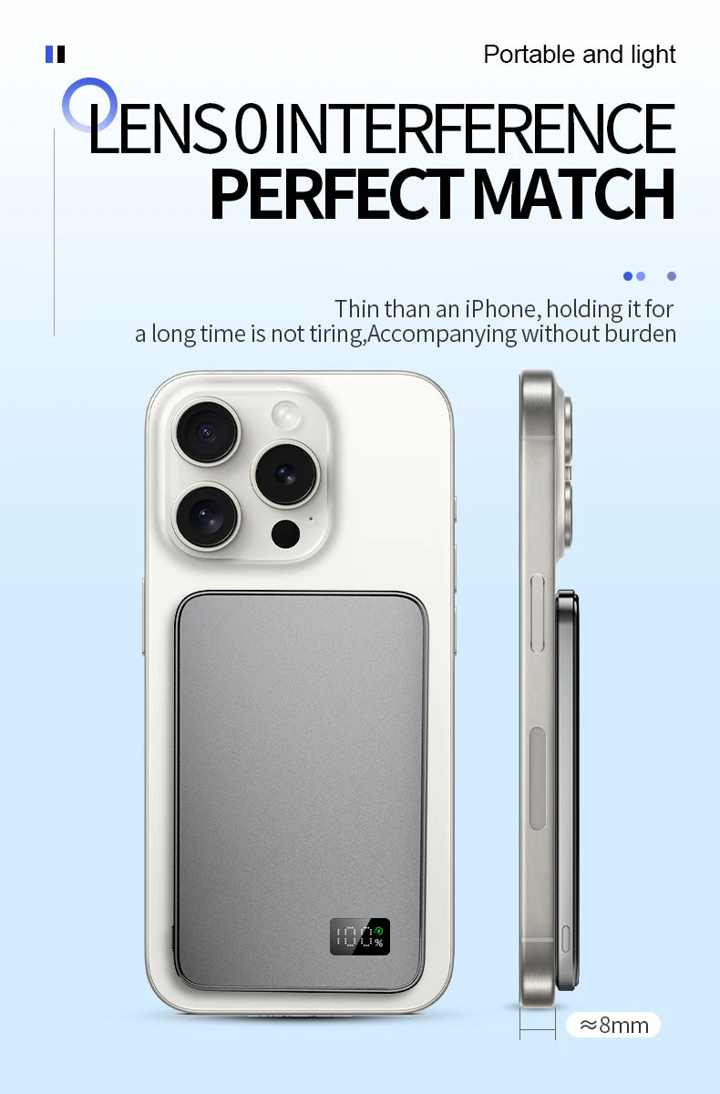 New Ultra thin Alloy Powerbank Magnetic Power Bank Wireless Fast Charger For Magsafe Backup battery For iWatch Serise iPhone 16