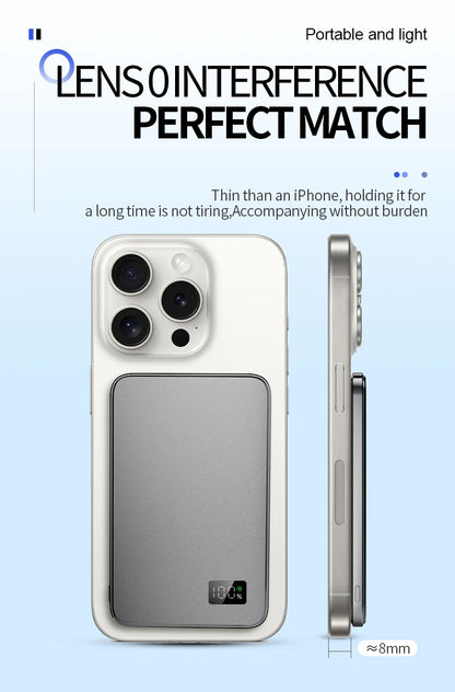 New Ultra thin Alloy Powerbank Magnetic Power Bank Wireless Fast Charger For Magsafe Backup battery For iWatch Serise iPhone 16