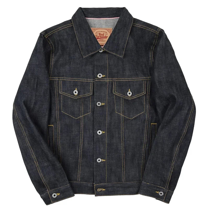 Red Tornado 16oz Selvedge Denim Trucker Jacket Men's Daily Jean Coat LS01-001