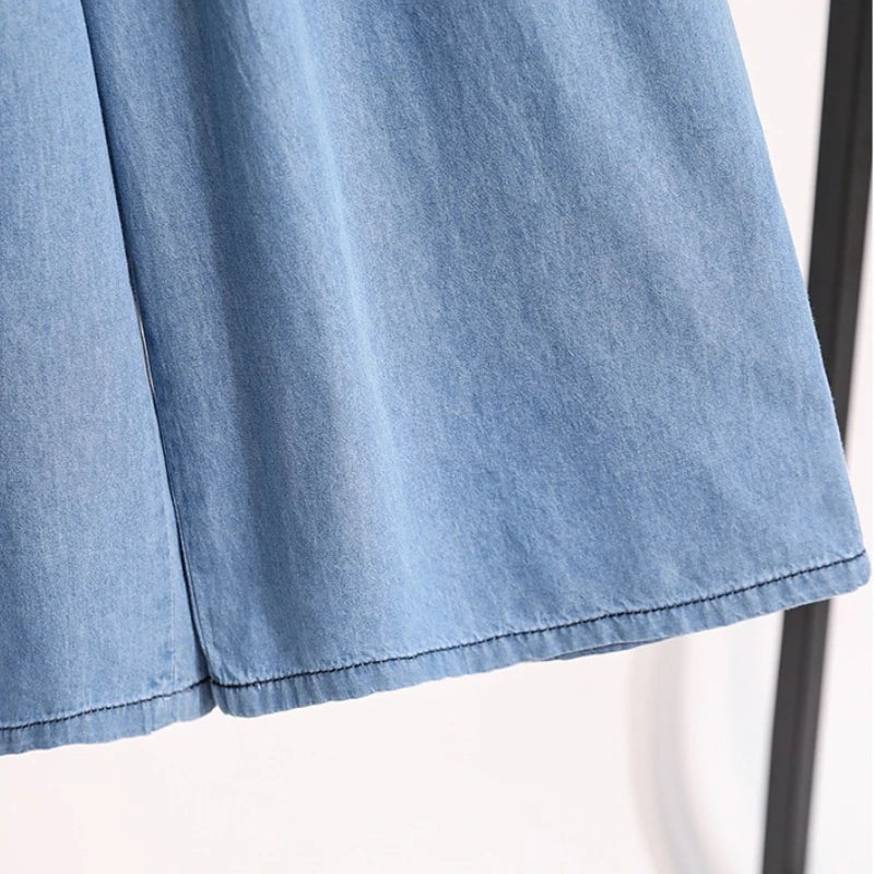 2026 High Waist Loose Fit Wide Leg Jeans Women Plus Size Casual Straight Workwear Trousers Summer Autumn Denim Capri Pants