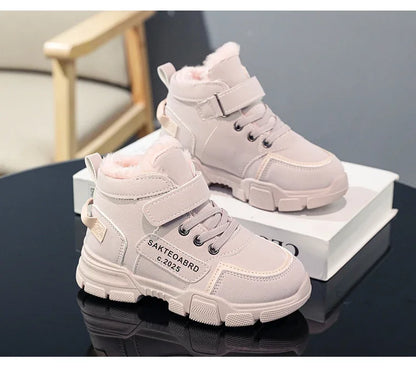 Children's Winter Boots - Waterproof Leather Snow Boots With Anti Slip Sole