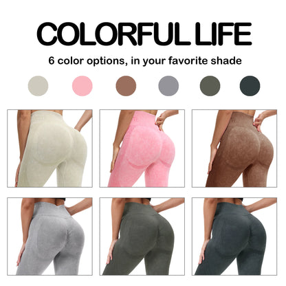 High Waisted Yoga Leggings - Seamless Butt Lifting Tummy Control Pants for Women