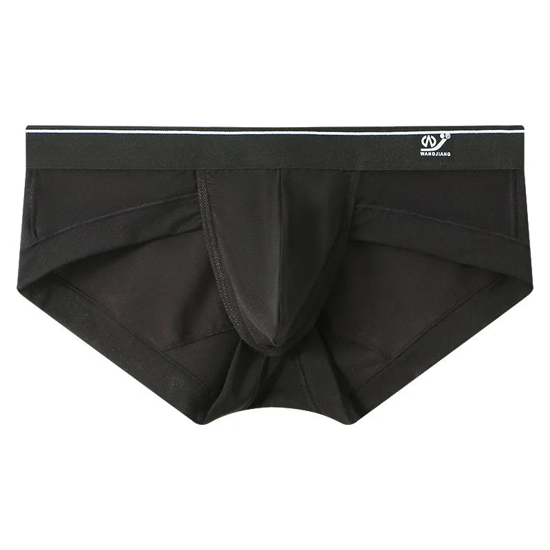 Sexy Men's boxer Ice screen hole cueca large convex  breathable quick dry men's boxers solid color underpants men underwear new