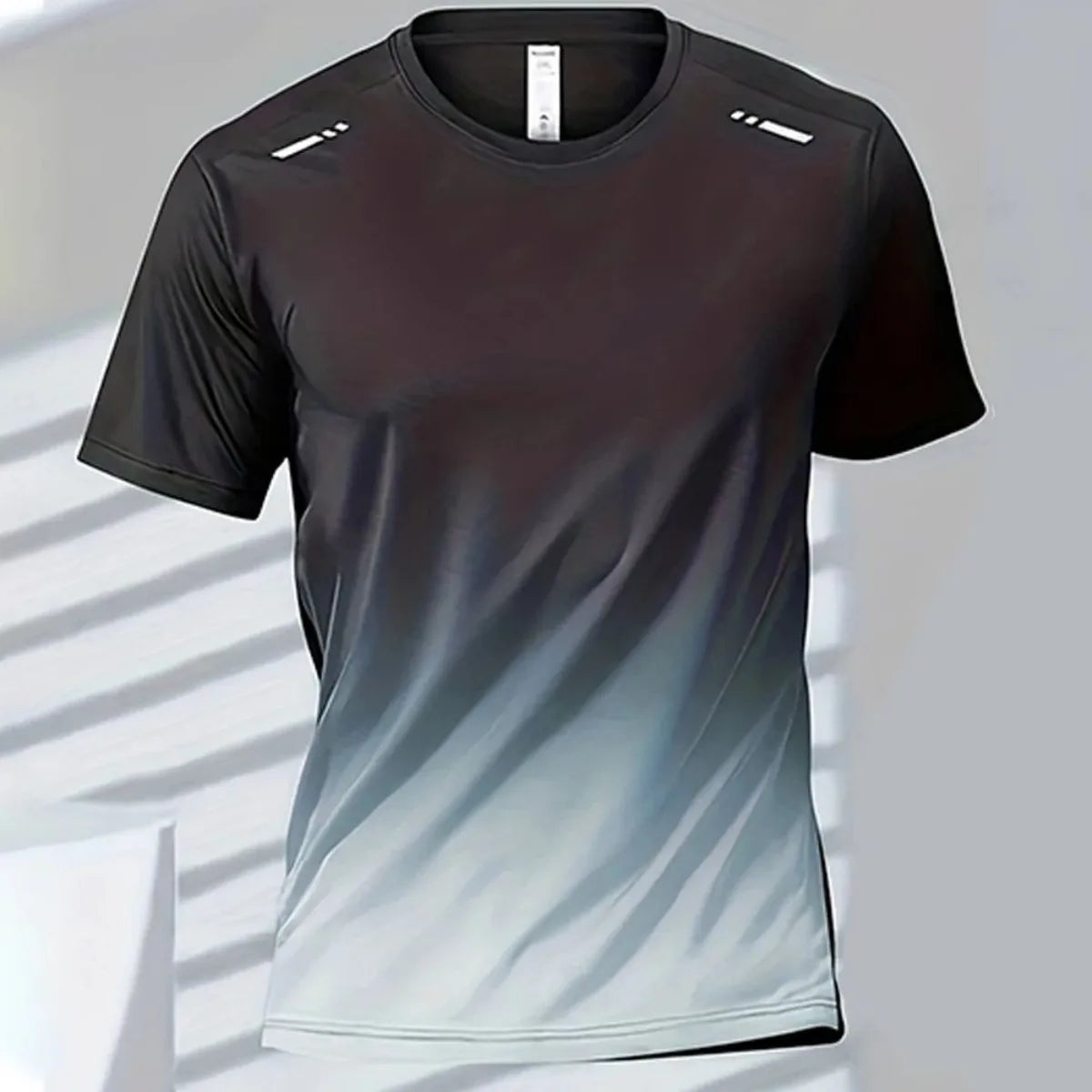 Men's Gradient Print T-Shirt – Breathable Quick-Dry Round-Neck Top