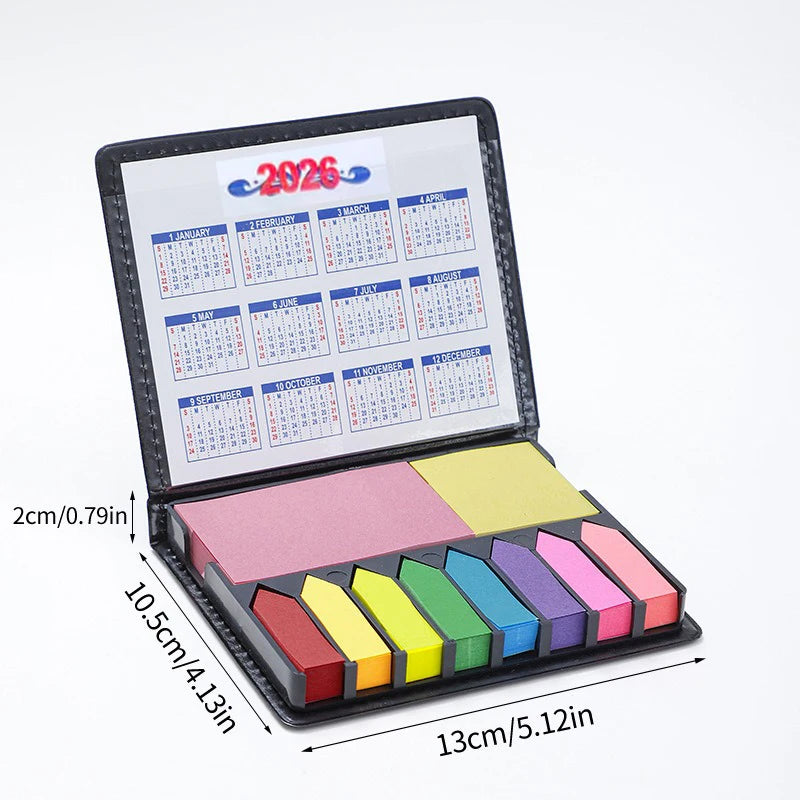 2026 New 1 Set of Colorful Convenience Stickers Organization Multi-Color Stickers Set Leather Packaging Box Calendar