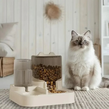 Qq-Cat Feeder And Water Dispenser Self-Feeding Kitten Food Feeder Large Capacity Cat Food Dispenser Multifunctional Pet Food