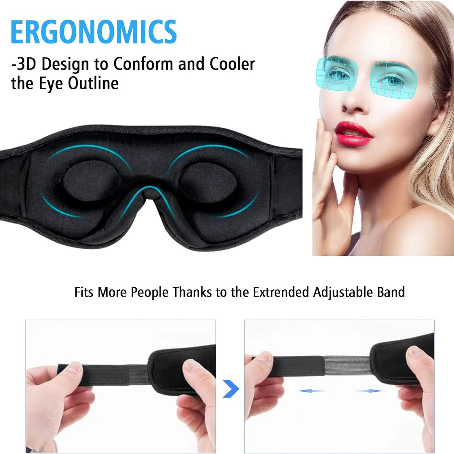 Bluetooth 5.3 Sleep Mask Headphones, Wireless Music Sleeping Eye masks, Comfort for Side Sleepers, Cool Gadget & Unique Gift