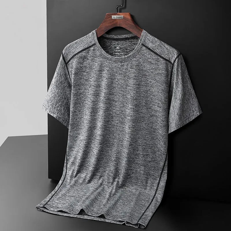Breathable Camping Tee - Unisex Lightweight Outdoor Shirt With Striped Polyester Spandex