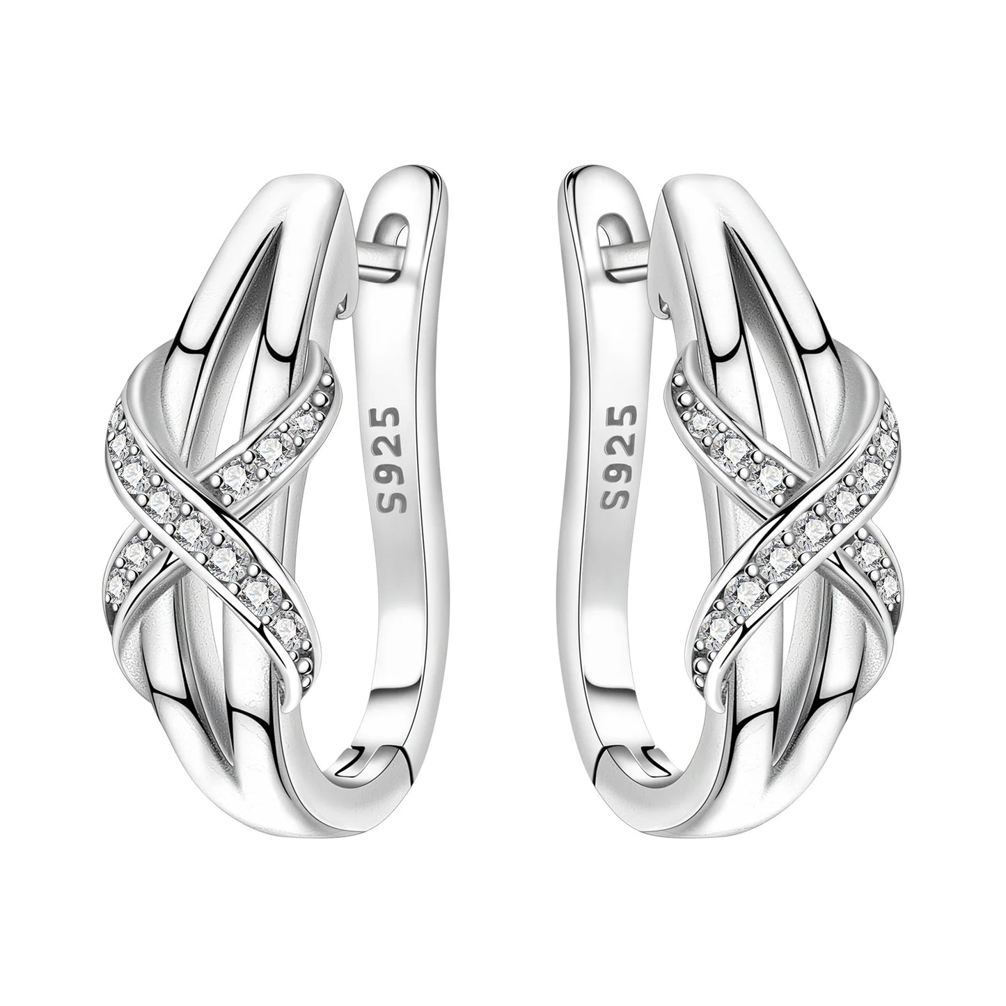 Orstarry S925 Sterling Silver Square Chain With Stone Inlaid Earrings Hoop Earrings For Women Jewelry Original Party Trendy Gift