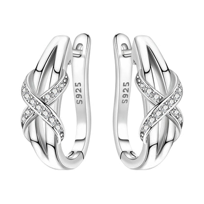Orstarry S925 Sterling Silver Square Chain With Stone Inlaid Earrings Hoop Earrings For Women Jewelry Original Party Trendy Gift
