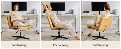 Adjustable Office Chair - Swivel Desk Chair with Double Cushion & Lumbar Support