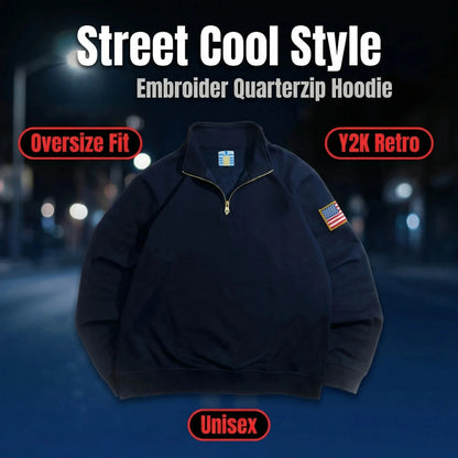 Quarterzip Embroidery Hoodie Y2k Sweatshirt Pullover Streetwear Hot Sell Fast Delivery Oversized Tracksuit Men Clothing