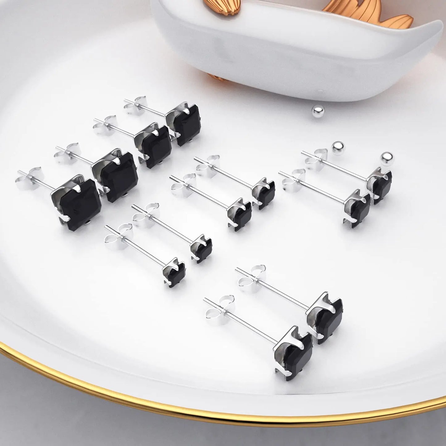 1 Pair 3mm-8mm Medical Stainless steel Crystal Zircon Ear Studs Earrings For Women/Men 4 Prong Tragus Cartilage Piercing Jewelry