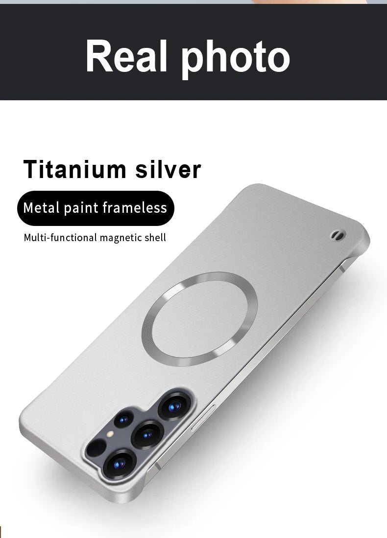 Ultra Thin Metallic Paint Magnetic Case For Samsung Galaxy S26 Ultra S25 S24 S23 Plus S22 Frameless Cooling Hard PC Cover Funda