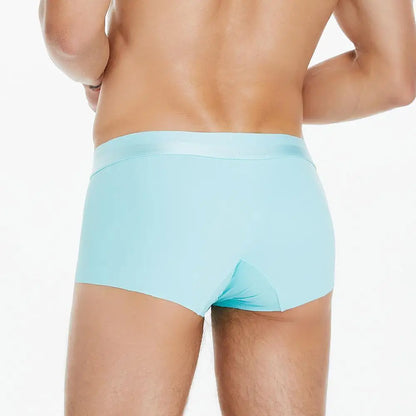 SEOBEAN New Ice Silk Boxers Men Underwear U Convex Pouch Solid Underpants Comfortable Breathable Thin Boxershorts