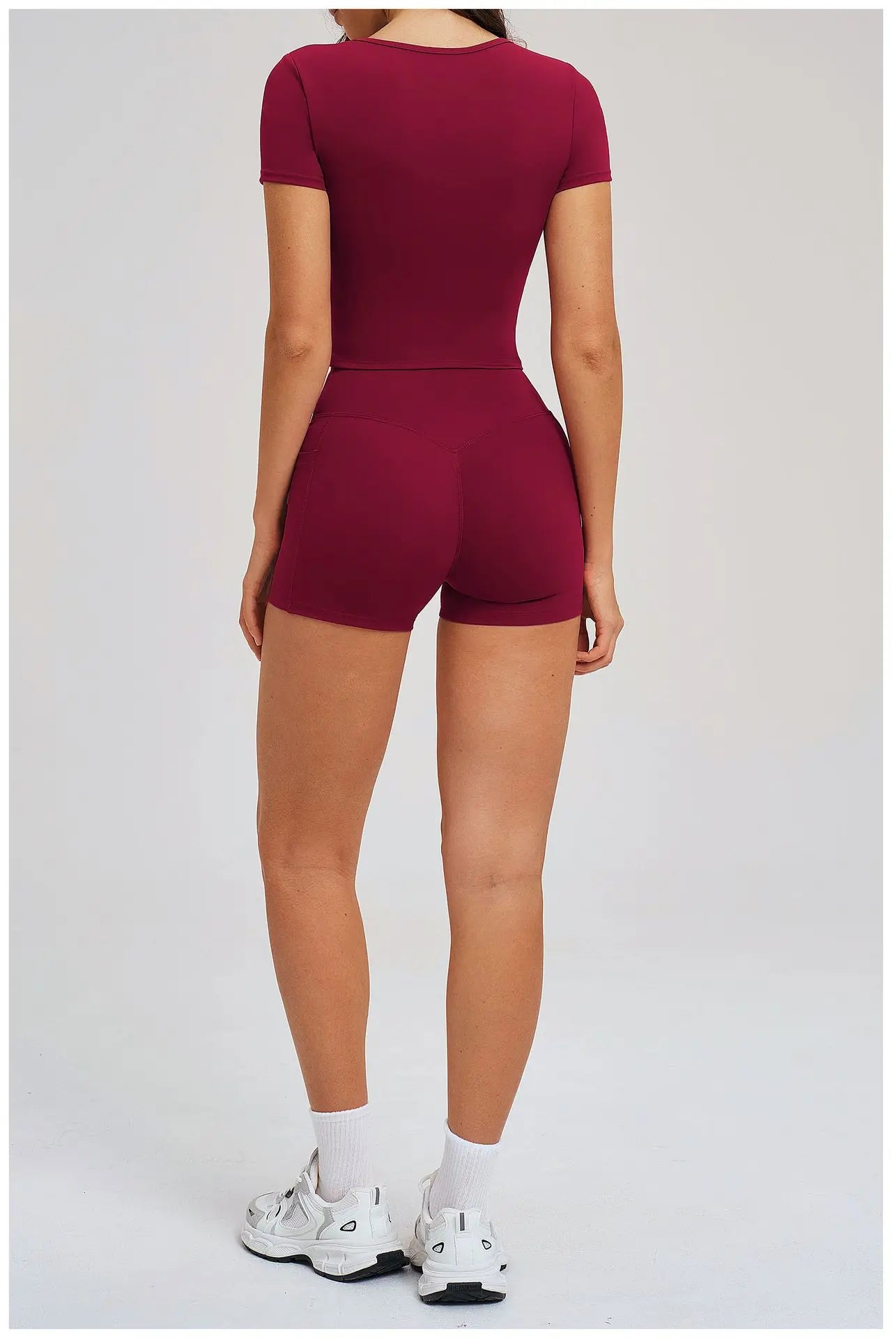 2 Pieces Workout Sports Sets Fitness Set Women Tracksuit Workout Outfits Running Sports Shorts Gym Suit Short Sleeve Yoga Top