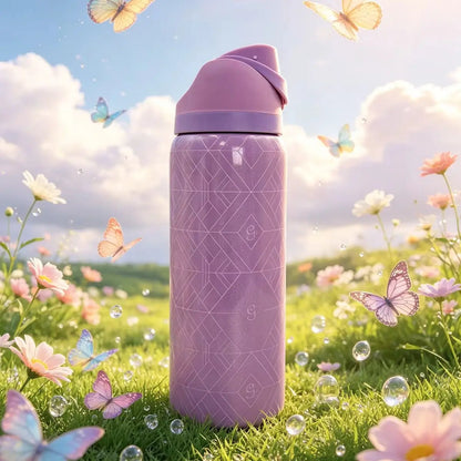 Owalaa pearlescent pink 32oz/945ml stainless steel insulated water bottle with straw,for daily sports outdoor,perfect gift