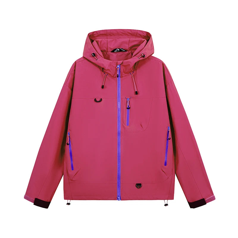 Waterproof Hiking Jacket – Lightweight Polyester Windbreaker With Storm Hood