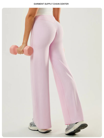Women High Waist Wide Leg Yoga Pants Loose Flare Leggings Tummy Control Straight Workout Trousers Casual Lounge Pants Fitness