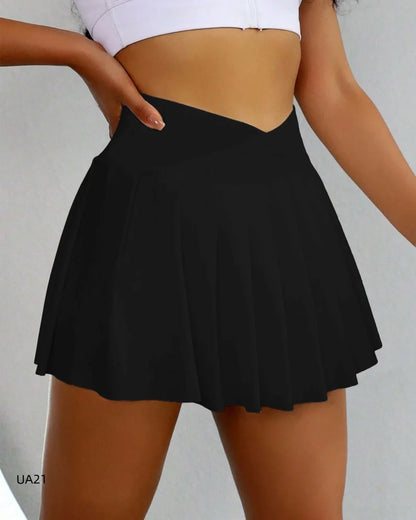 Womens Tennis Skirt with Pockets Crossover High Waisted Athletic Golf Skorts Running Workout Skirts 2 in 1 Fashion Streetwear
