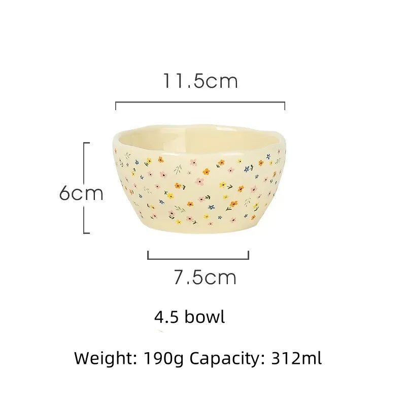 Korean Ceramic Bowl - Floral Design Rice and Salad Dish