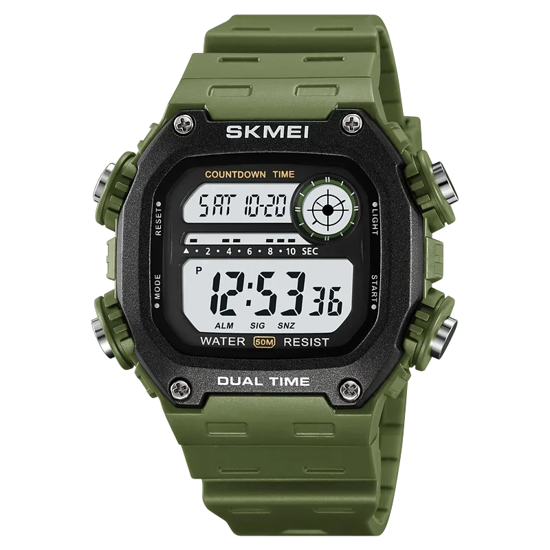 Digital Sport Watch - Waterproof Wristwatch With Countdown Timer & Alarm Function
