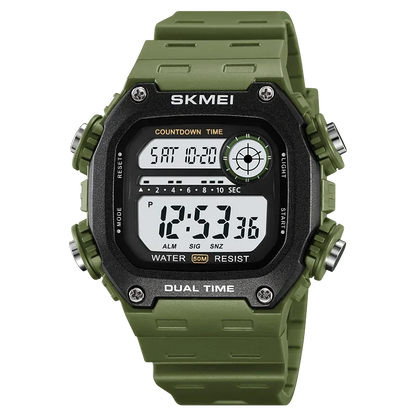 Digital Sport Watch - Waterproof Wristwatch With Countdown Timer & Alarm Function