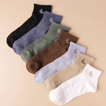 7/14 Pairs Men's Crew Socks Ankle Socks, Multi-Color, Trendy and Stylish, Comfortable, Breathable, Moisture-Absorbing