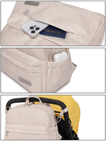 Soboba Stylish Diaper Backpack for Women Solid Fashion Waterproof Large Capacity Multi-funcional Nappy Changing Bag with 2 Strap