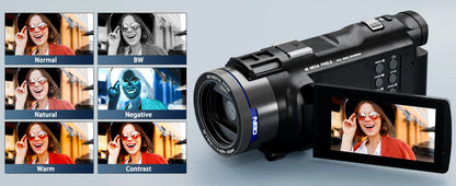 4K HD Camcorder - 48MP Digital Zoom Camera With WiFi & App Control, Long Battery Life