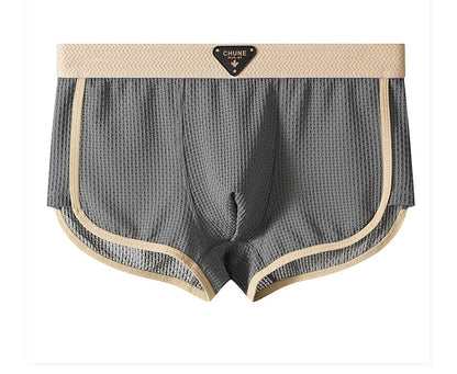 3PCS/Pack Fashion Ice Silk Knitted Plaid Boxers Breathable Comfort Mesh Crotch Underpants Super Soft High Elastic Men's Panties