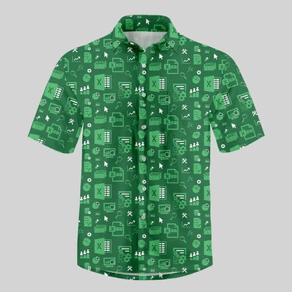 Fun Excel Spreadsheet 3D Print Sport Quick-dry Men Women Shirts Casual Vacation Button Design Creative Y2K Work Short Sleeve Top
