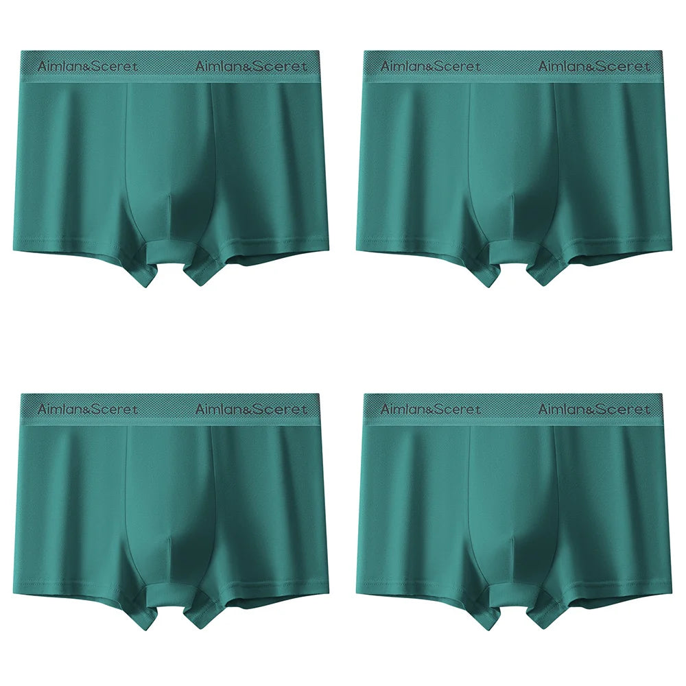 4Pcs Men Underwear Sporty Boxers Plus Size Youth Boxer Shorts Comfortable Breathable Flat Pants Men's Square Panties Briefs Gift