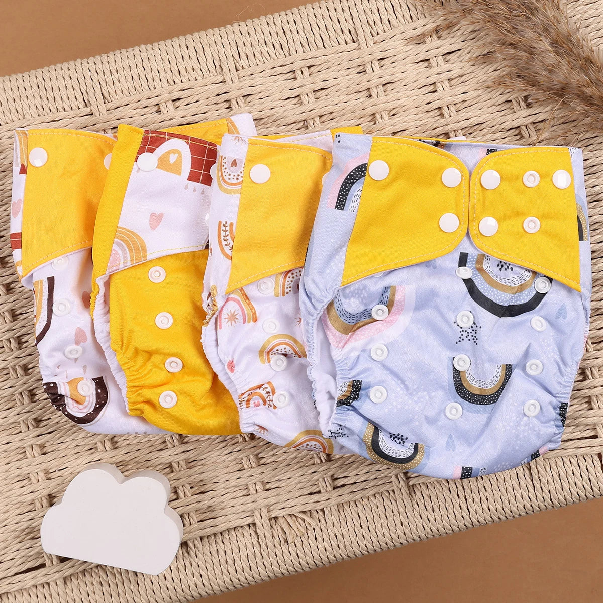 Eco Friendly Cloth Diaper - HappyFlute 4Pcs Reusable Baby Diaper Set Waterproof Pocket Design