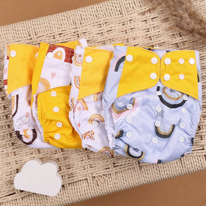 Eco Friendly Cloth Diaper - HappyFlute 4Pcs Reusable Baby Diaper Set Waterproof Pocket Design